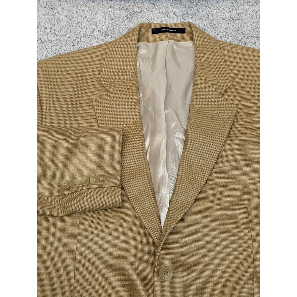 Vtg Ralph Ralph Lauren‎ Silk Wool Blend Blazer 40R Microcheck Beige Union Made